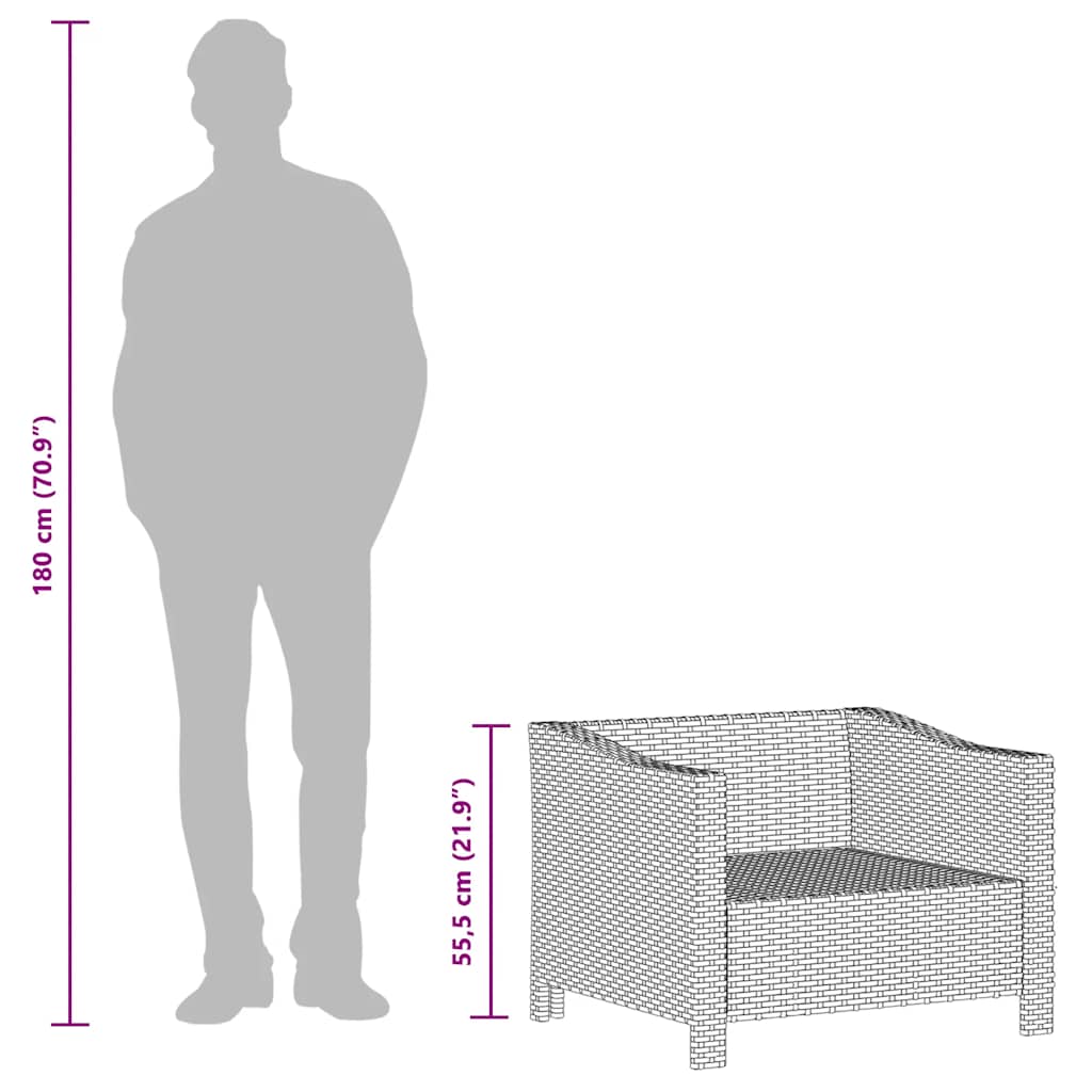 Szürke polyrattan kerti fotel párnával 9
