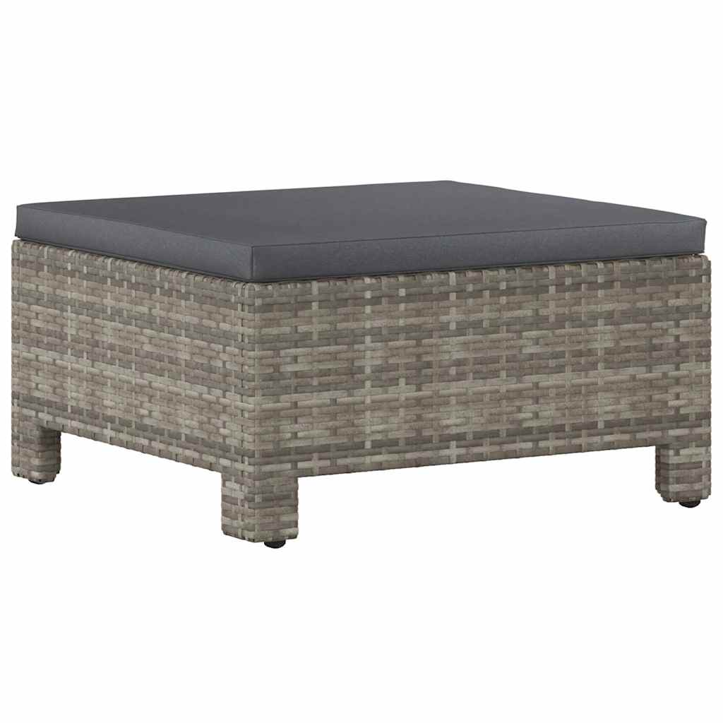Szürke polyrattan kerti lábtartó párnával 2