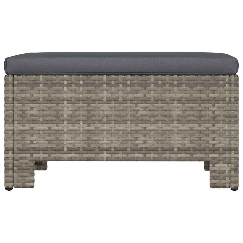 Szürke polyrattan kerti lábtartó párnával 5