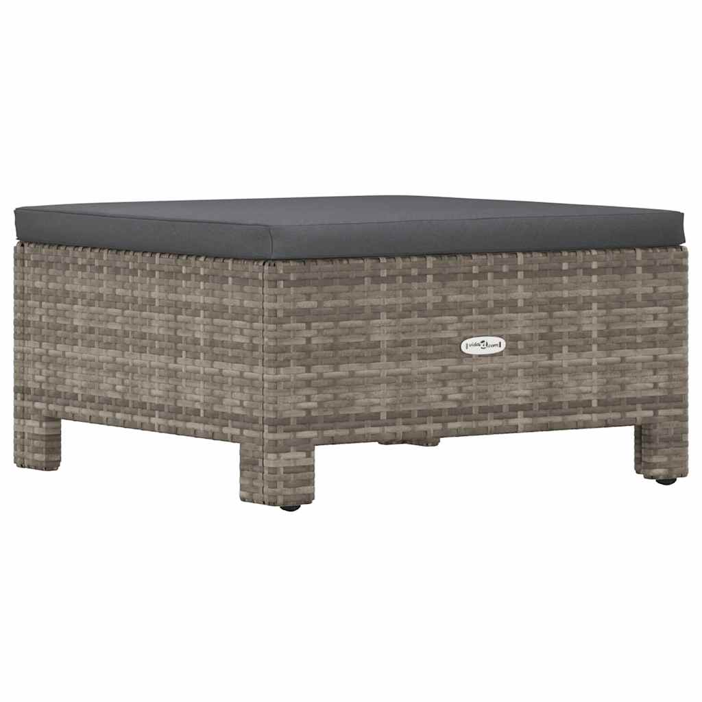 Szürke polyrattan kerti lábtartó párnával 6