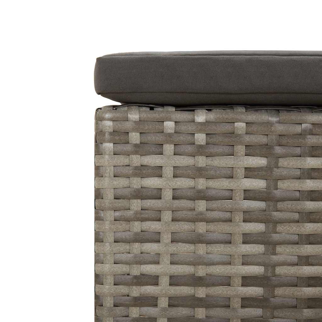 Szürke polyrattan kerti lábtartó párnával 7