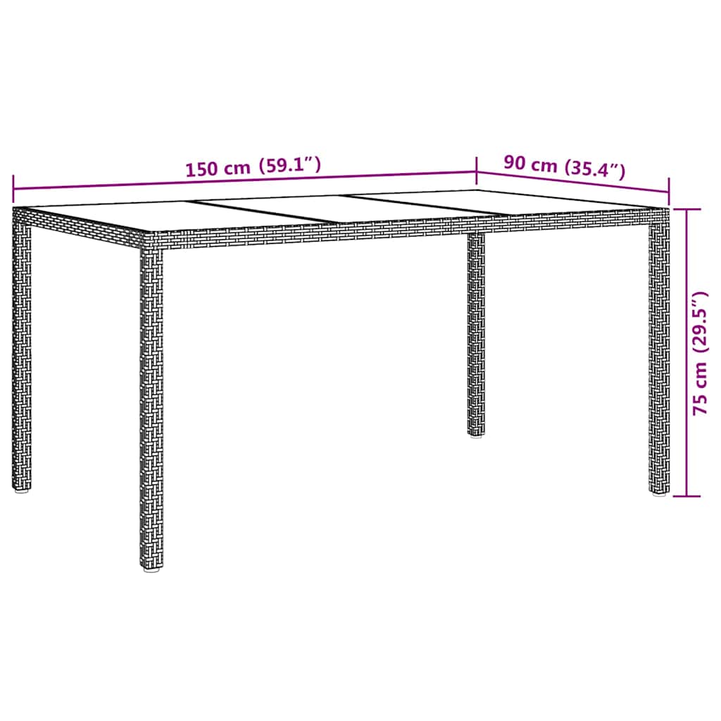 Kerti Asztal Bézs 150 x 90 x 75 cm polirattan 7