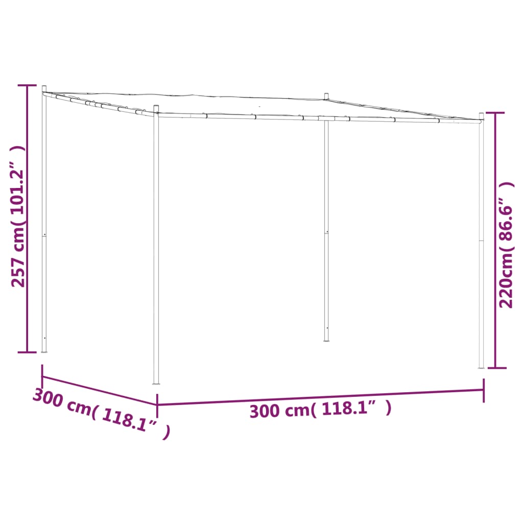 Bézs szövet és acél pavilon 3 x 3 m 180 g/m² 8
