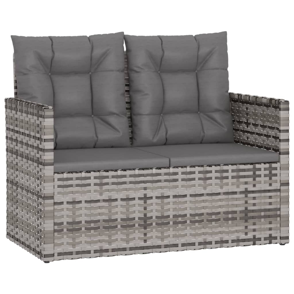 Szürke polyrattan kerti pad párnákkal 105 cm 2