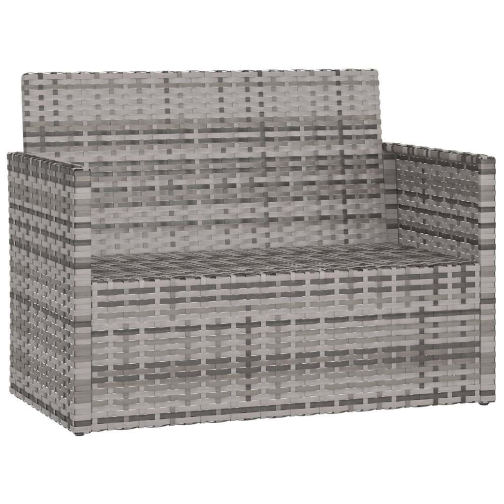 Szürke polyrattan kerti pad párnákkal 105 cm 3