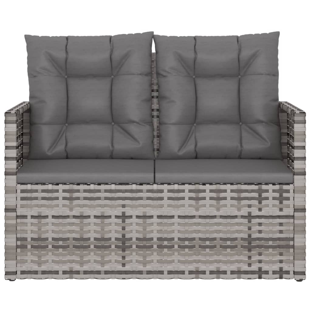 Szürke polyrattan kerti pad párnákkal 105 cm 4