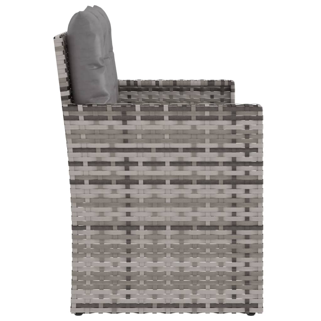 Szürke polyrattan kerti pad párnákkal 105 cm 5