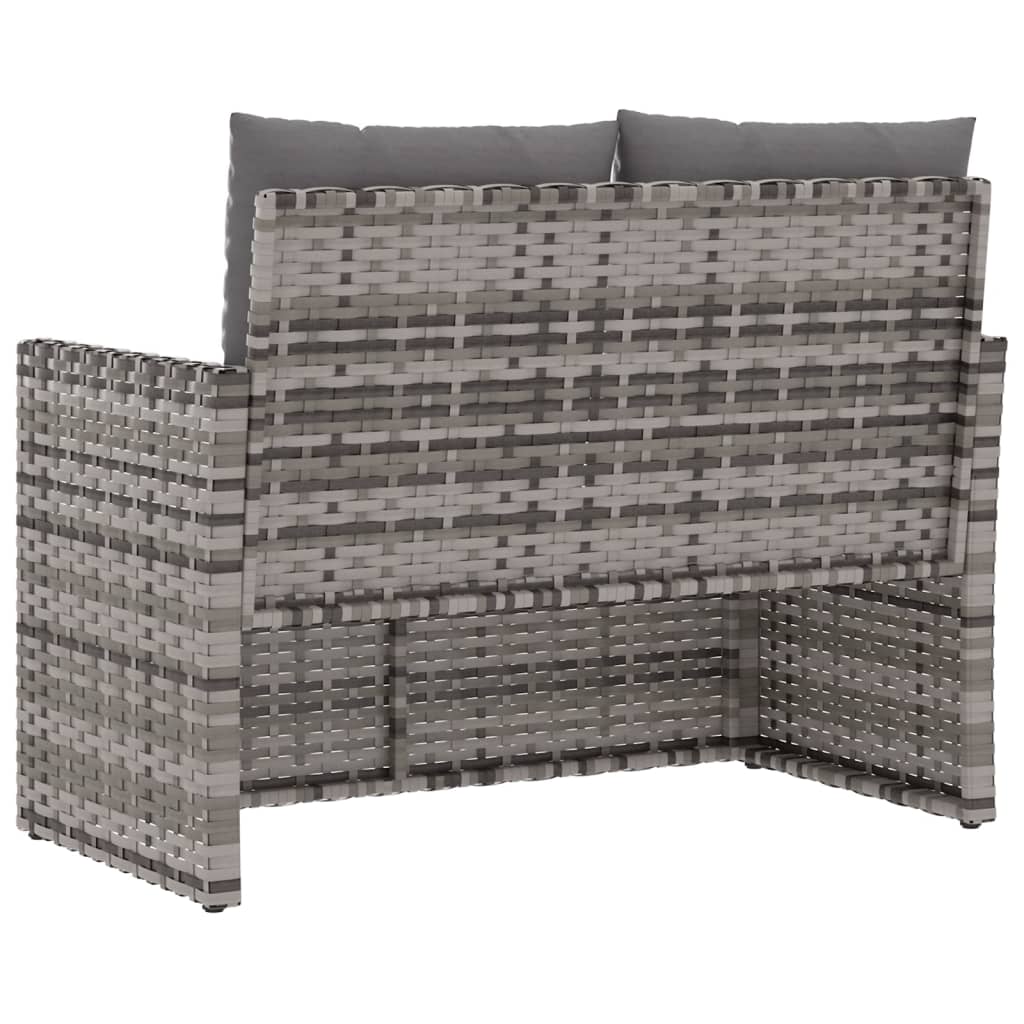 Szürke polyrattan kerti pad párnákkal 105 cm 6
