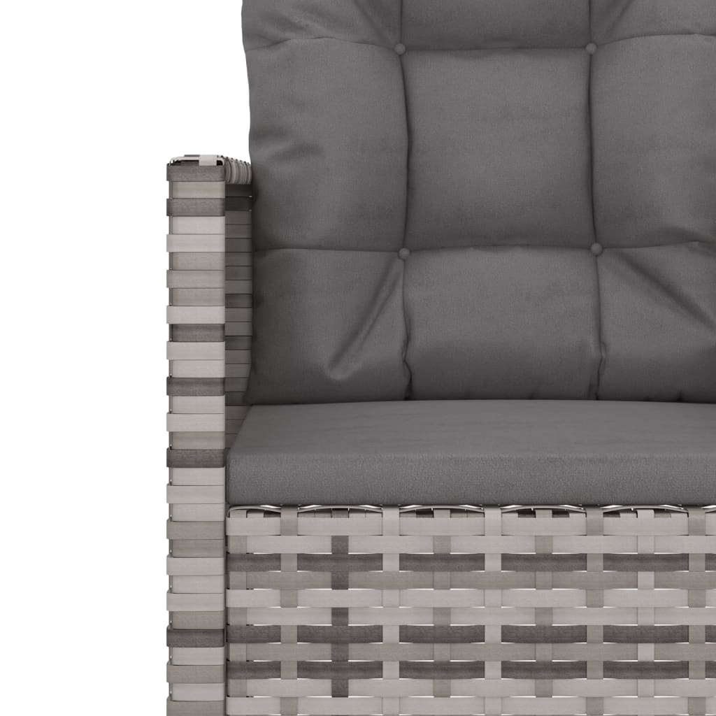 Szürke polyrattan kerti pad párnákkal 105 cm 7