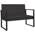 Fekete polyrattan kerti pad párnákkal 106 cm 2