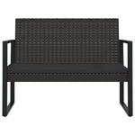 Fekete polyrattan kerti pad párnákkal 106 cm 3