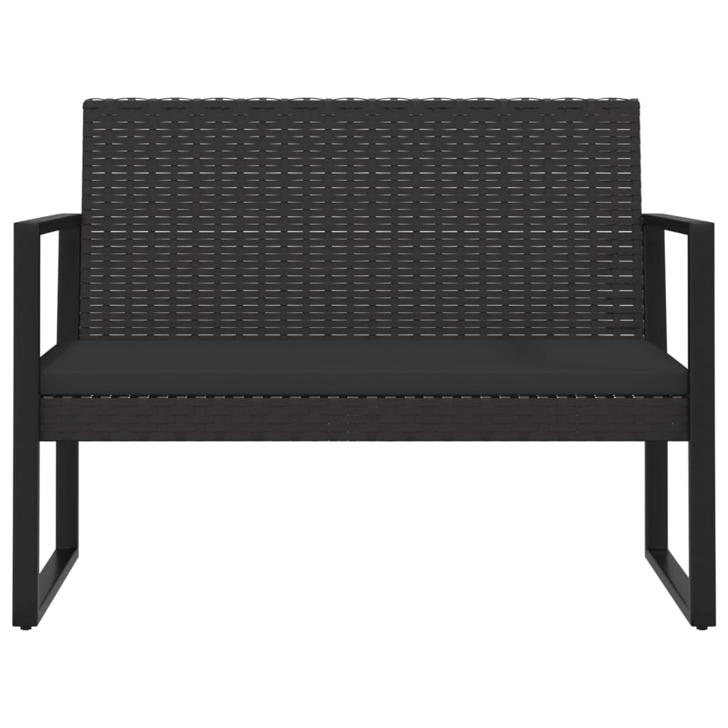 Fekete polyrattan kerti pad párnákkal 106 cm 3