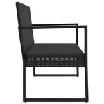 Fekete polyrattan kerti pad párnákkal 106 cm 4