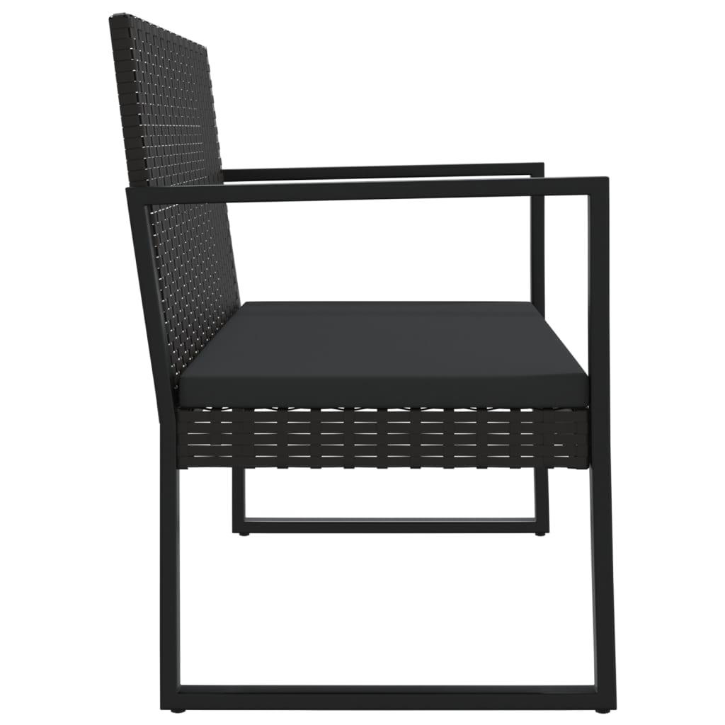 Fekete polyrattan kerti pad párnákkal 106 cm 4