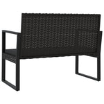 Fekete polyrattan kerti pad párnákkal 106 cm 5