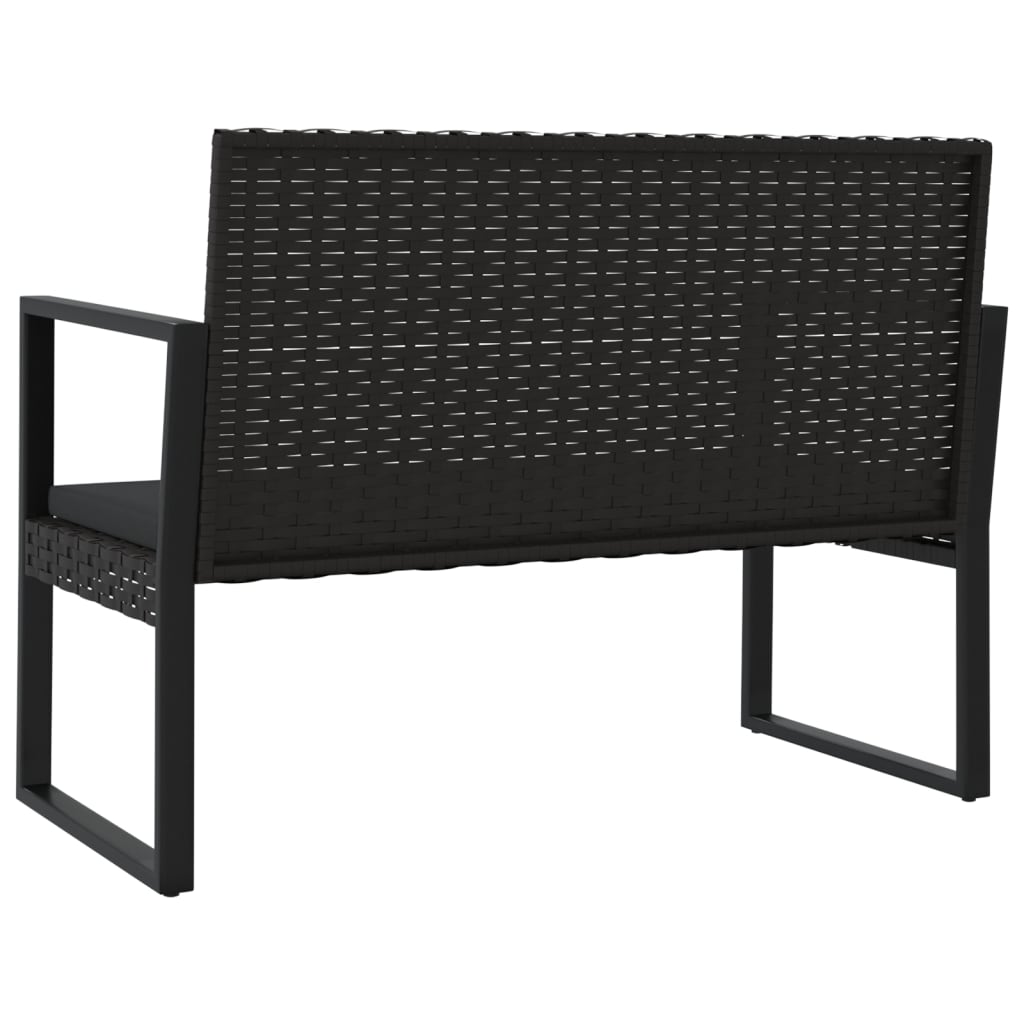 Fekete polyrattan kerti pad párnákkal 106 cm 5