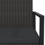 Fekete polyrattan kerti pad párnákkal 106 cm 6