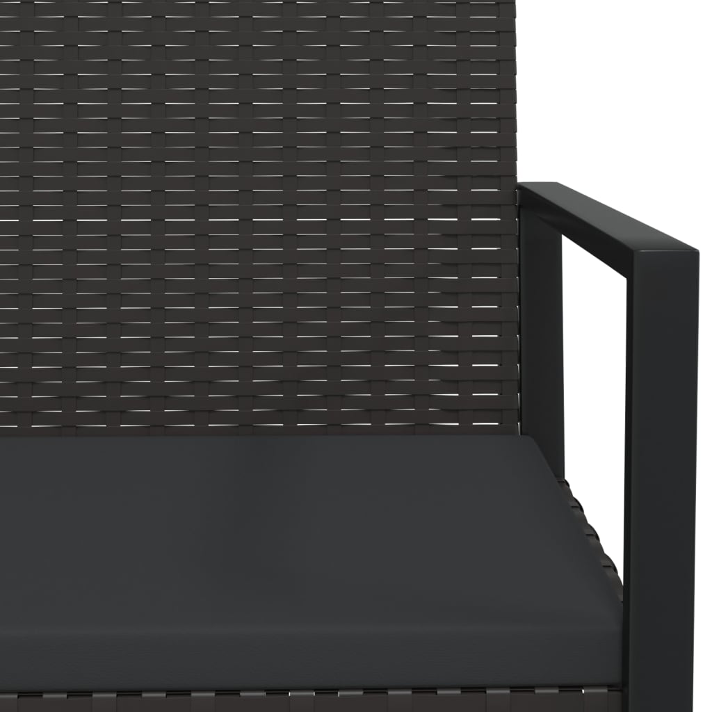 Fekete polyrattan kerti pad párnákkal 106 cm 6