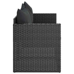 Fekete 3 személyes polyrattan kerti kanapé párnákkal 5