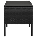 4 db fekete polyrattan kerti lábzsámoly párnákkal 6