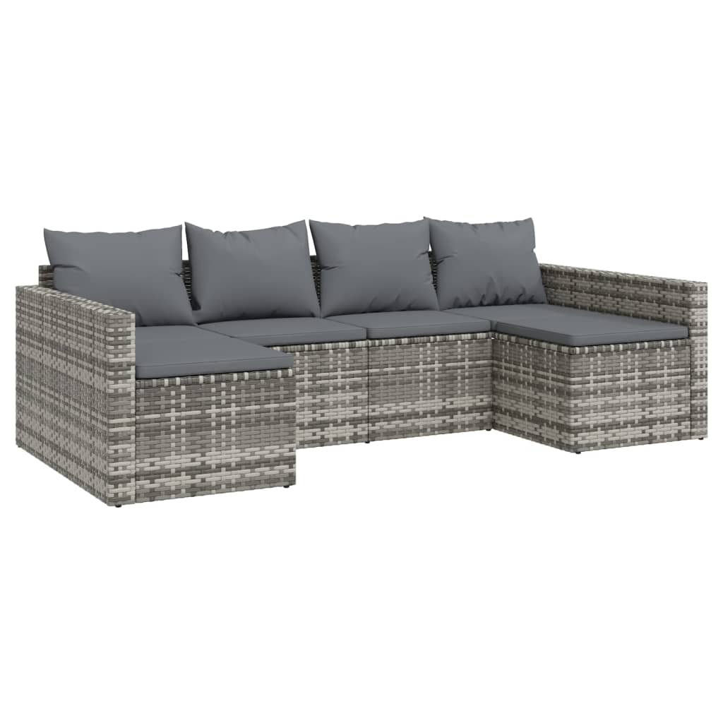 2 részes szürke polyrattan kerti ülőgarnitúra párnákkal 3