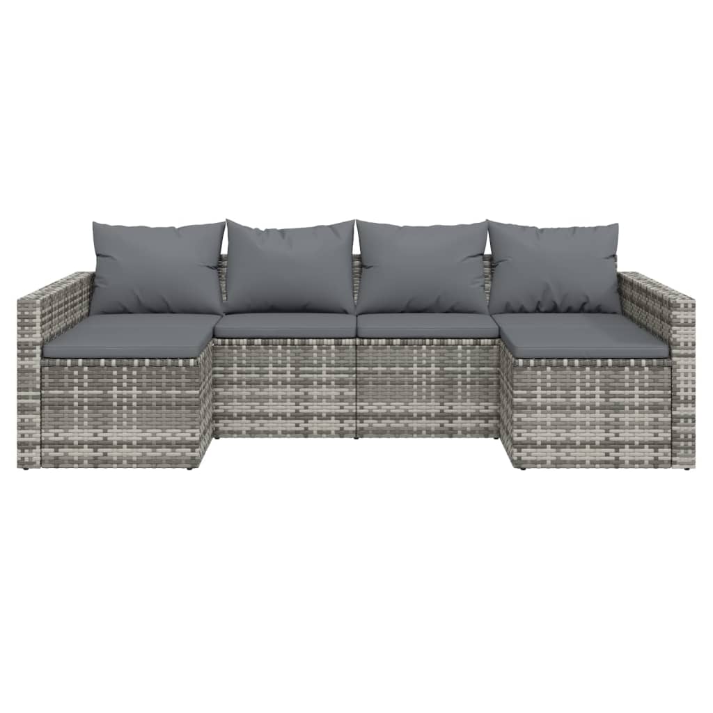2 részes szürke polyrattan kerti ülőgarnitúra párnákkal 4