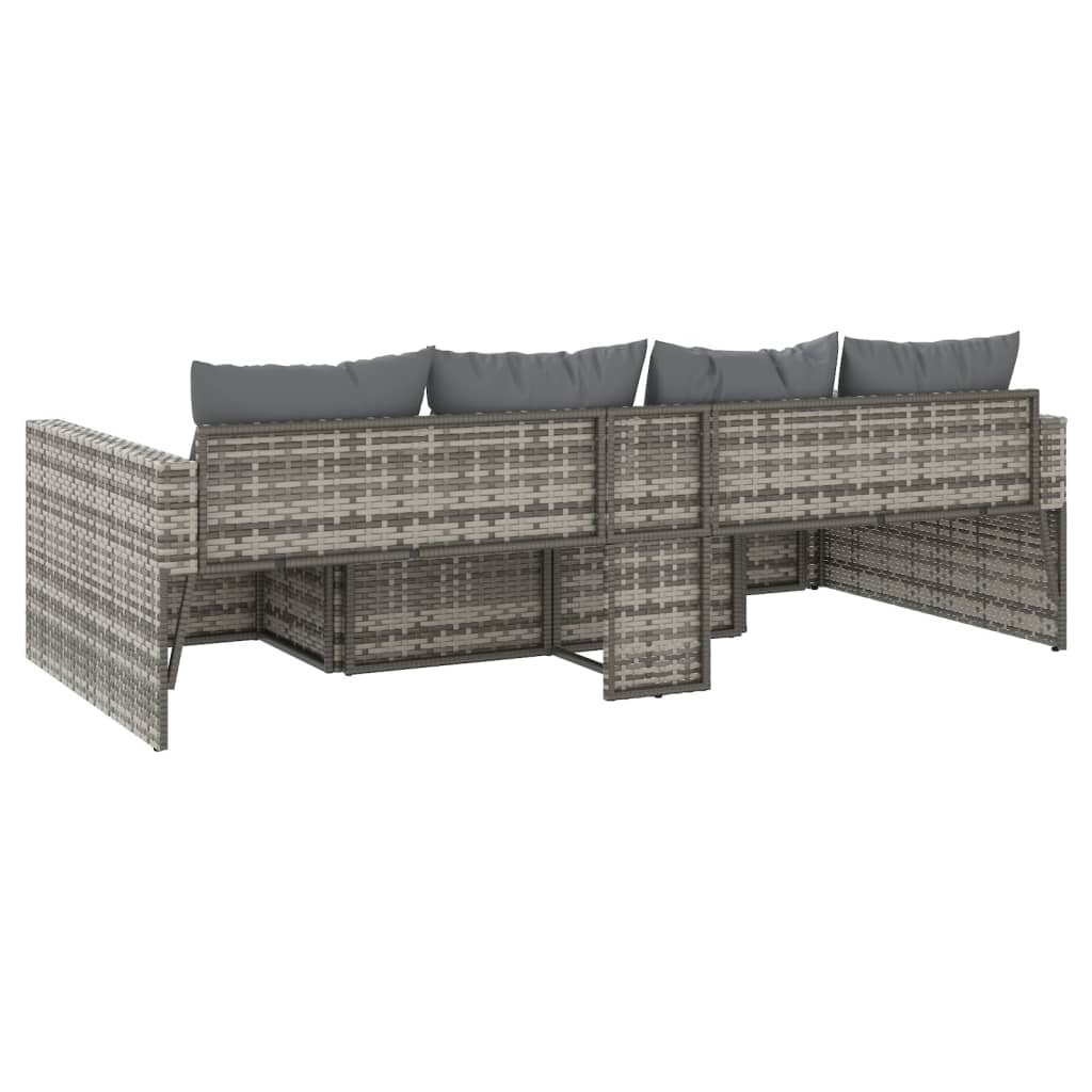 2 részes szürke polyrattan kerti ülőgarnitúra párnákkal 6