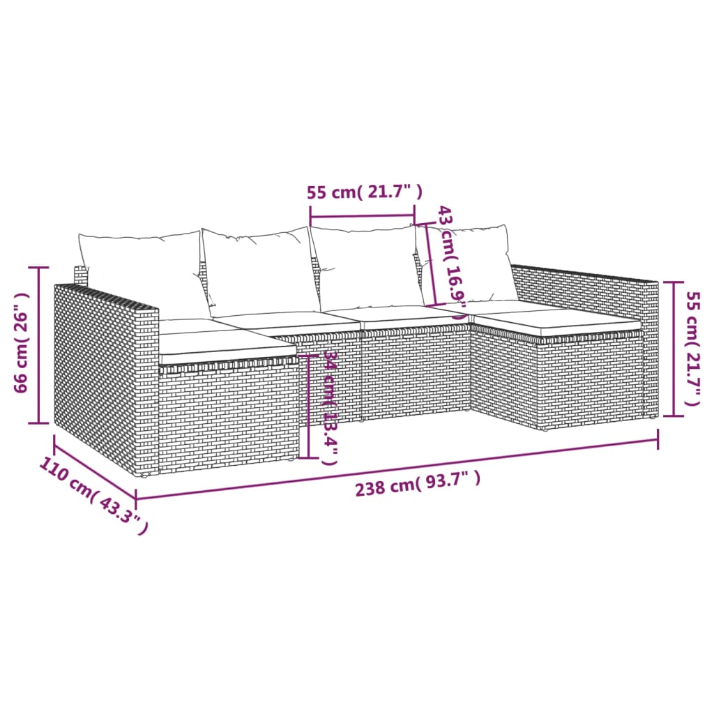 2 részes szürke polyrattan kerti ülőgarnitúra párnákkal 11
