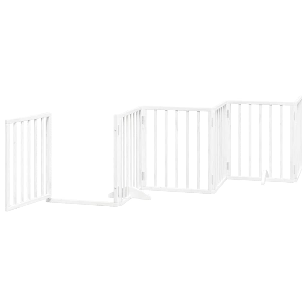 Fehér nyárfa 6 paneles összecsukható kutyakapu ajtóval 300 cm 4