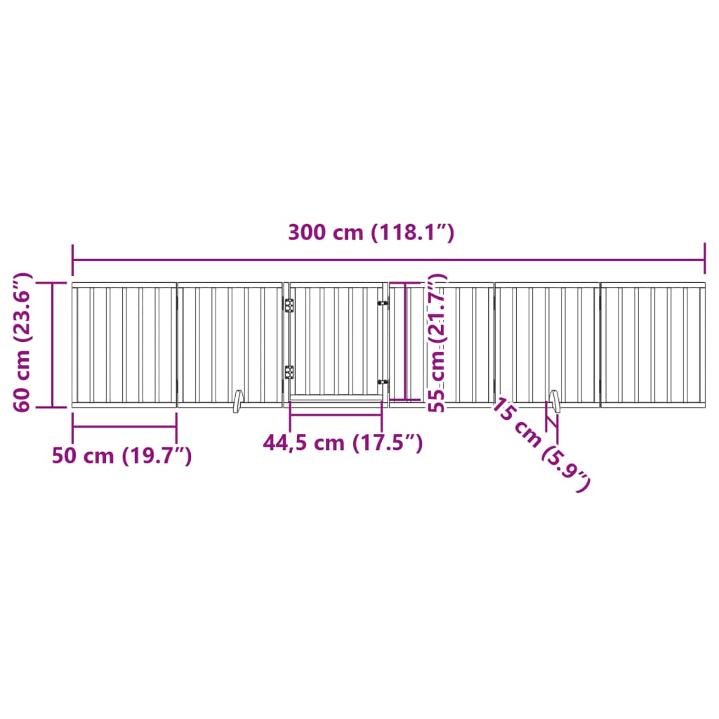 Fehér nyárfa 6 paneles összecsukható kutyakapu ajtóval 300 cm 11