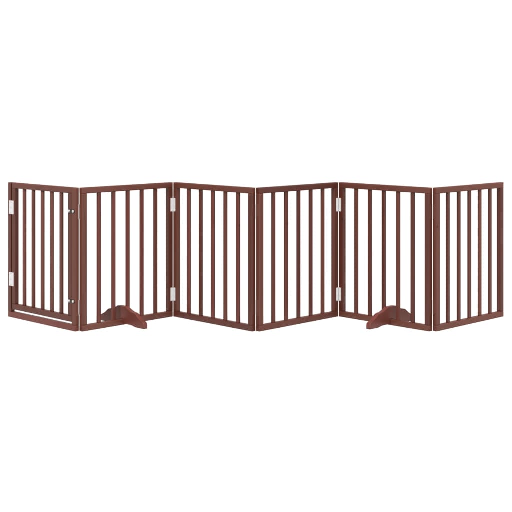 Barna nyárfa 6 paneles összecsukható kutyakapu ajtóval 300 cm 3