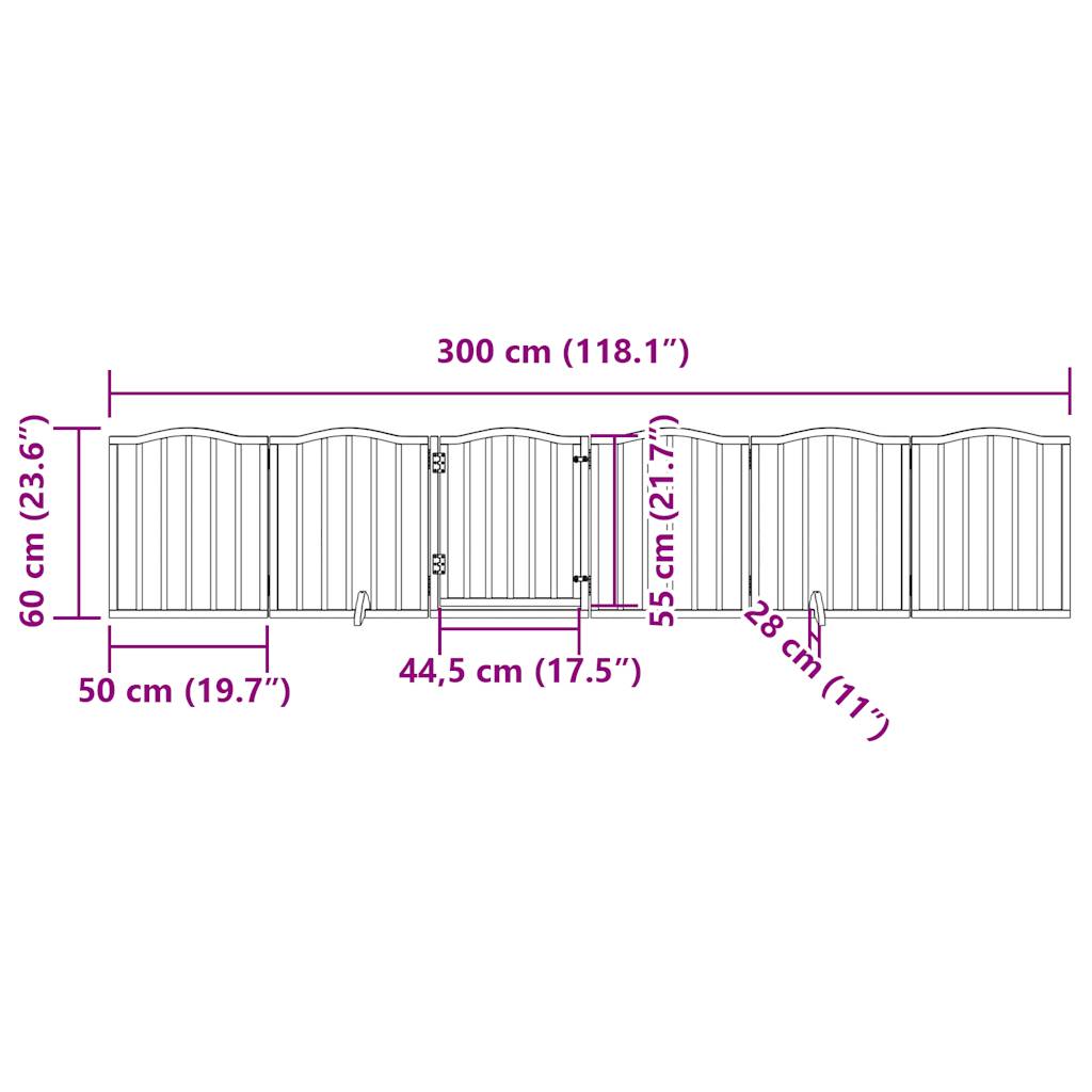 Nyárfa 6 paneles összecsukható kutyakapu ajtóval 300 cm 11
