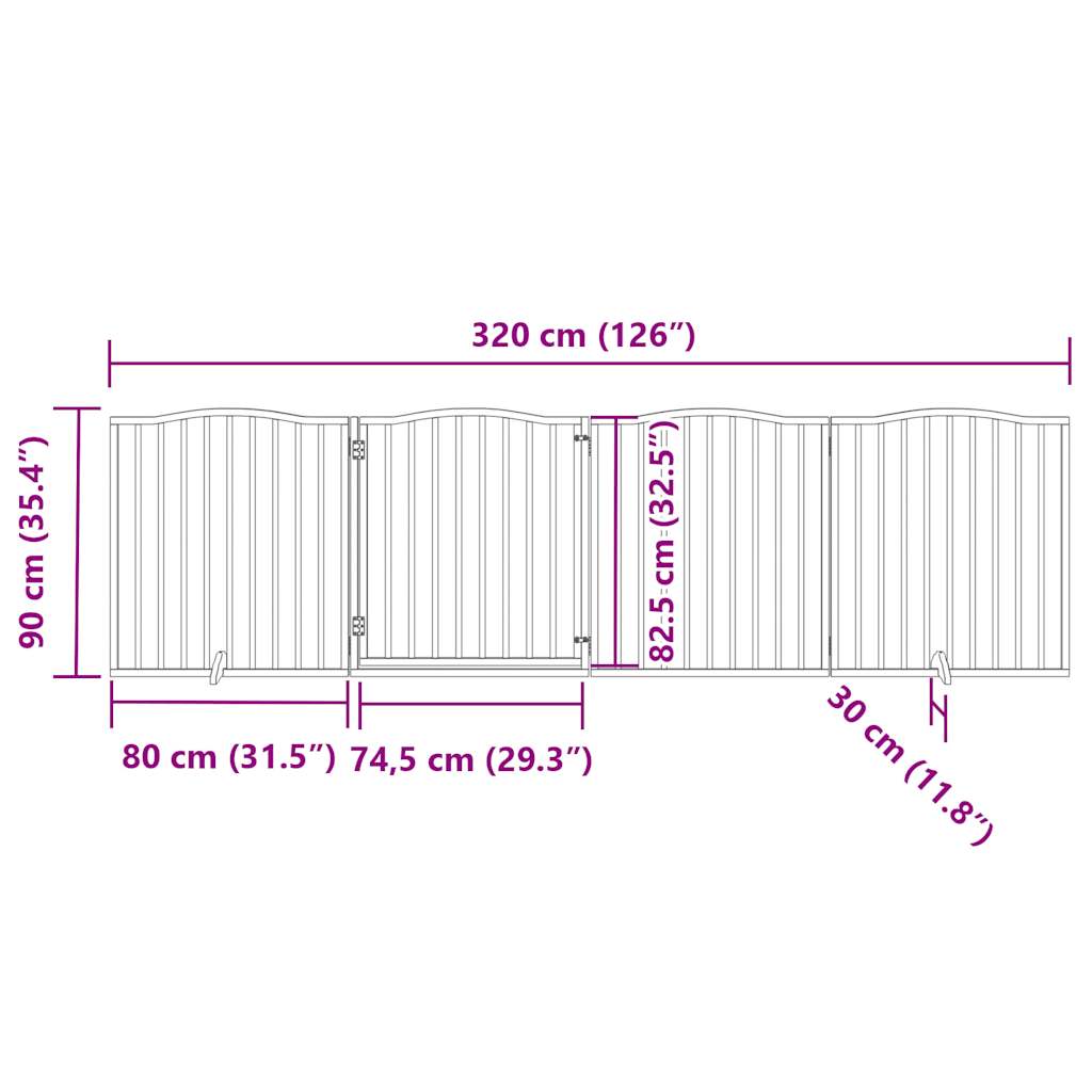 Nyárfa 4 paneles összecsukható kutyakapu ajtóval 320 cm 11