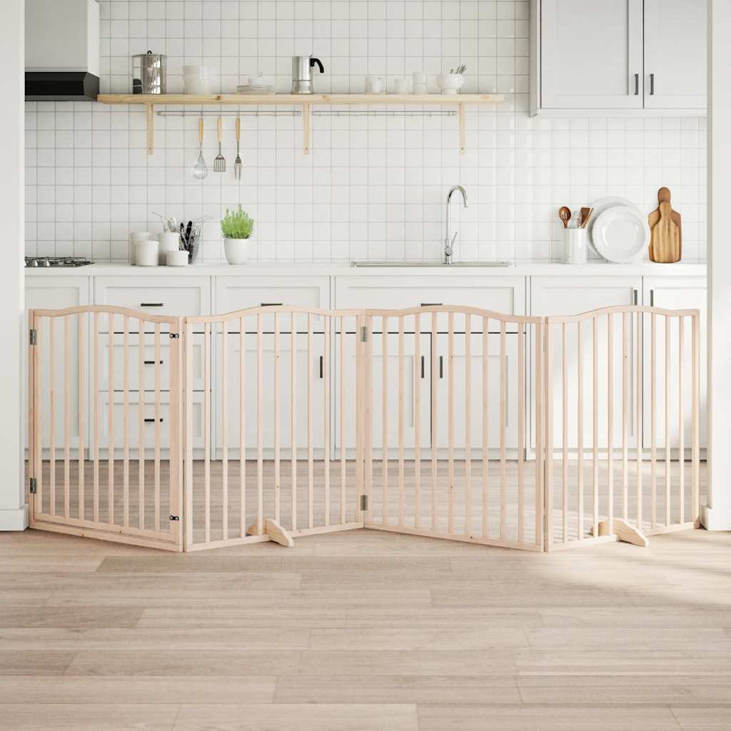 Nyárfa 4 paneles összecsukható kutyakapu ajtóval 320 cm