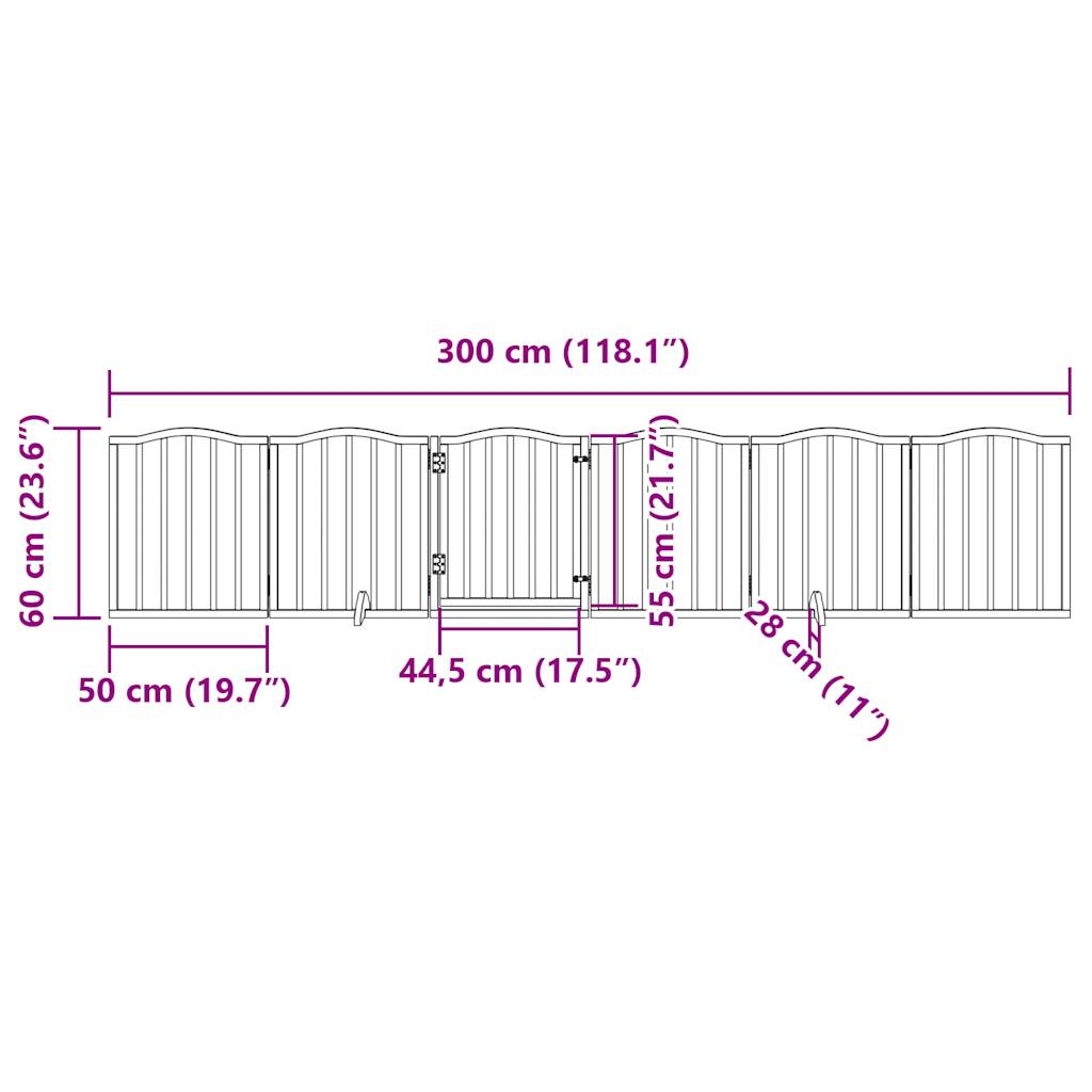 Fehér nyárfa 6 paneles összecsukható kutyakapu ajtóval 300 cm 11