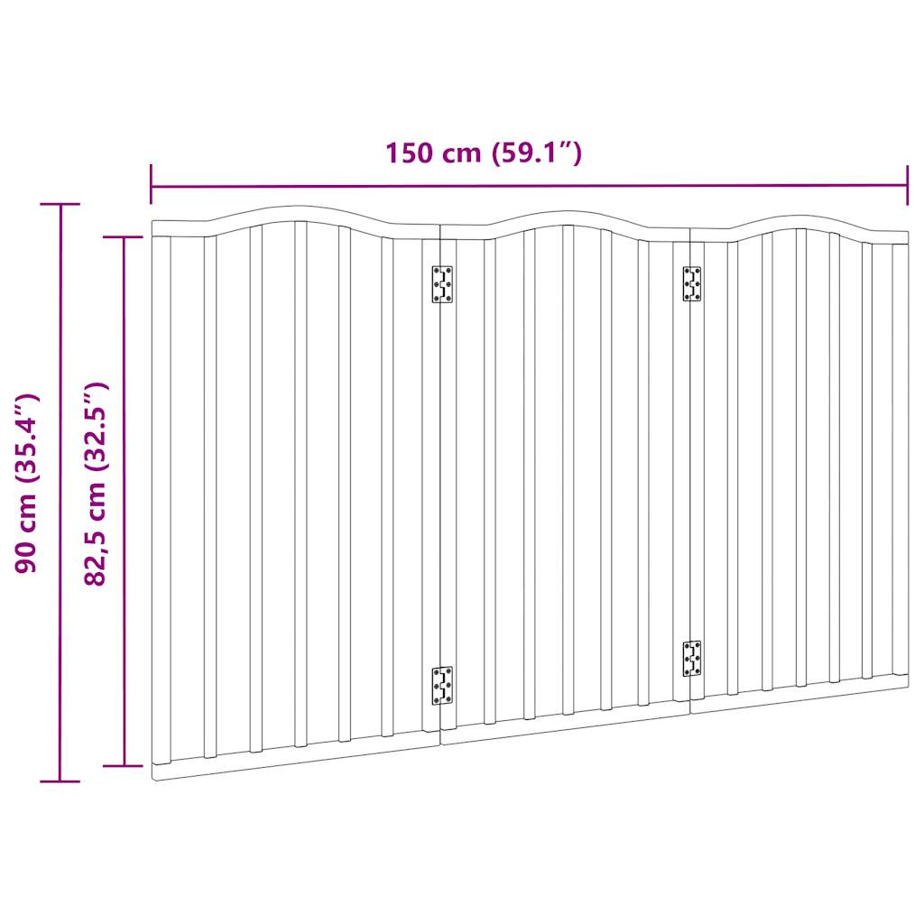 Barna nyárfa 3 paneles összecsukható kutyakapu 150 cm 9