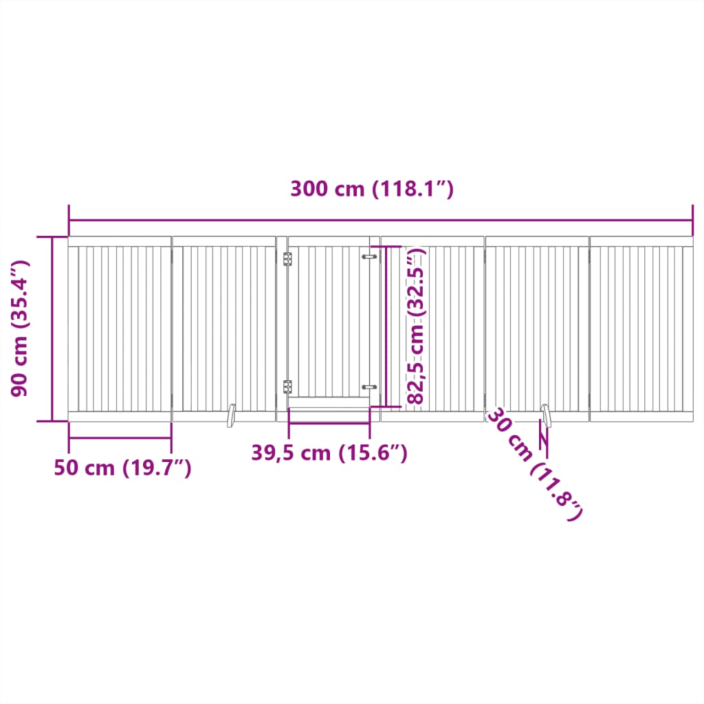 Összecsukható ajtós kutyakapu 6 panellel, 300 cm, nyárfa 11