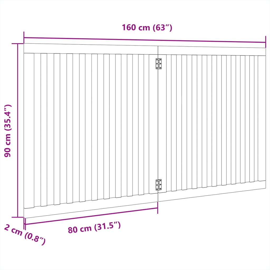 Barna nyárfa 2 paneles összecsukható kutyakapu 160 cm 9