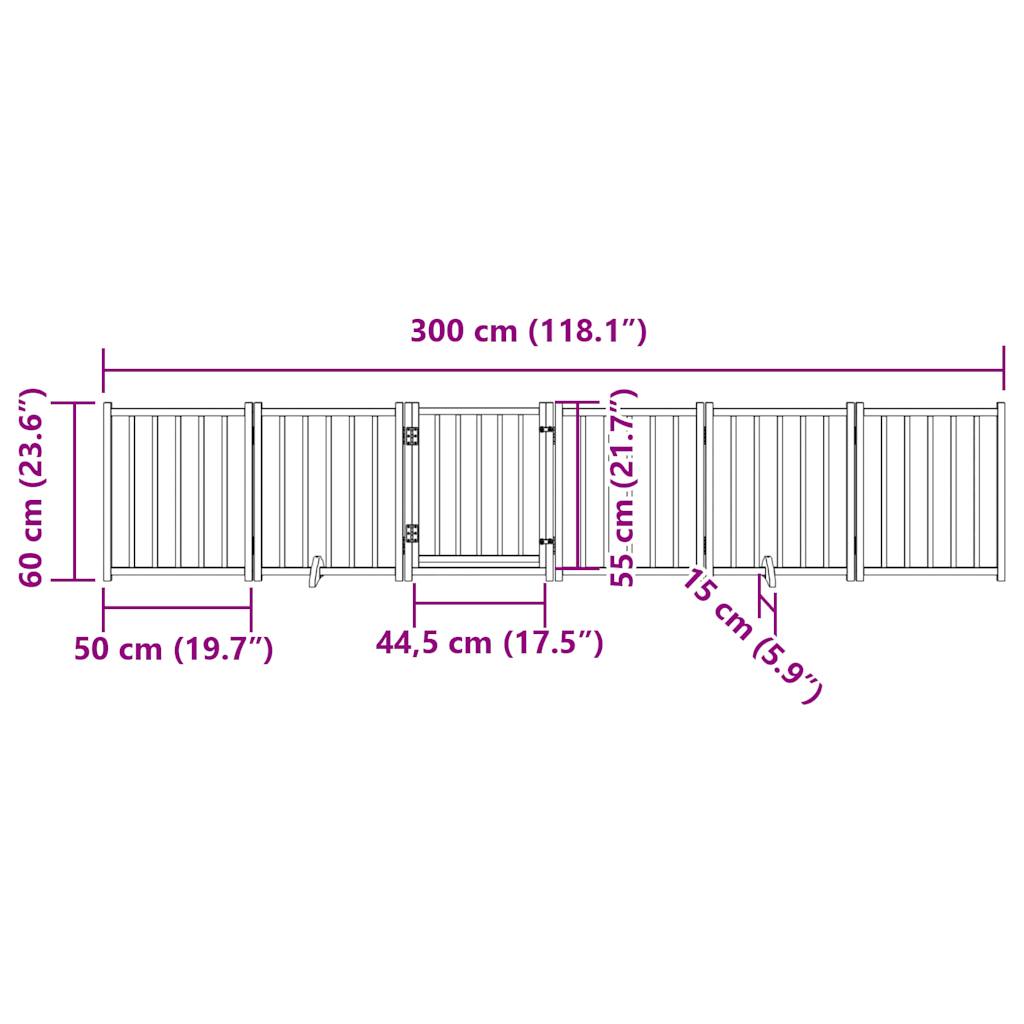 Barna tömör fa 6 paneles összecsukható kutyakapu ajtóval 300 cm 11