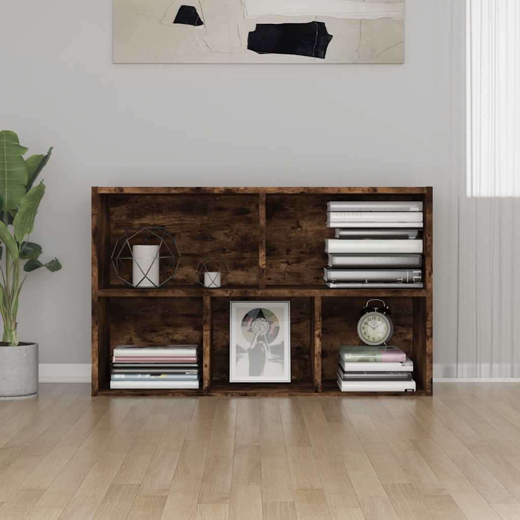 Füstös tölgy színű szerelt fa könyv-/tálalószekrény 50x25x80 cm 3