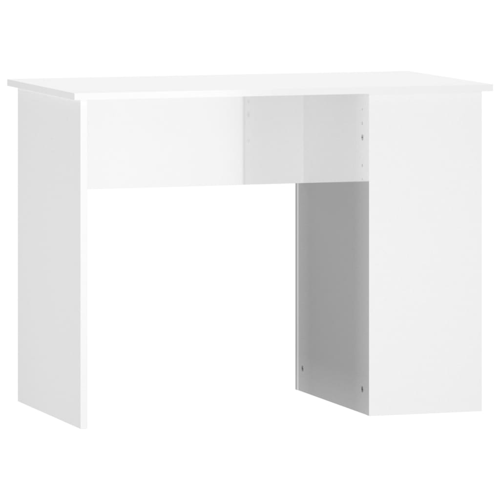 Magasfényű fehér színű szerelt fa íróasztal 100x55x75 cm 2