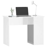Magasfényű fehér színű szerelt fa íróasztal 100x55x75 cm 3