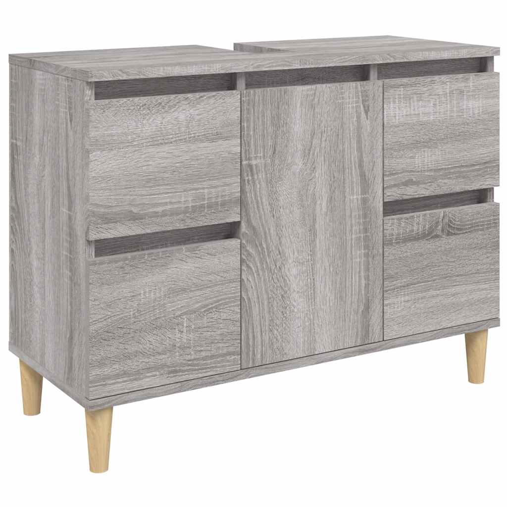 Szürke sonoma színű szerelt fa mosdószekrény 80 x 33 x 60 cm 2