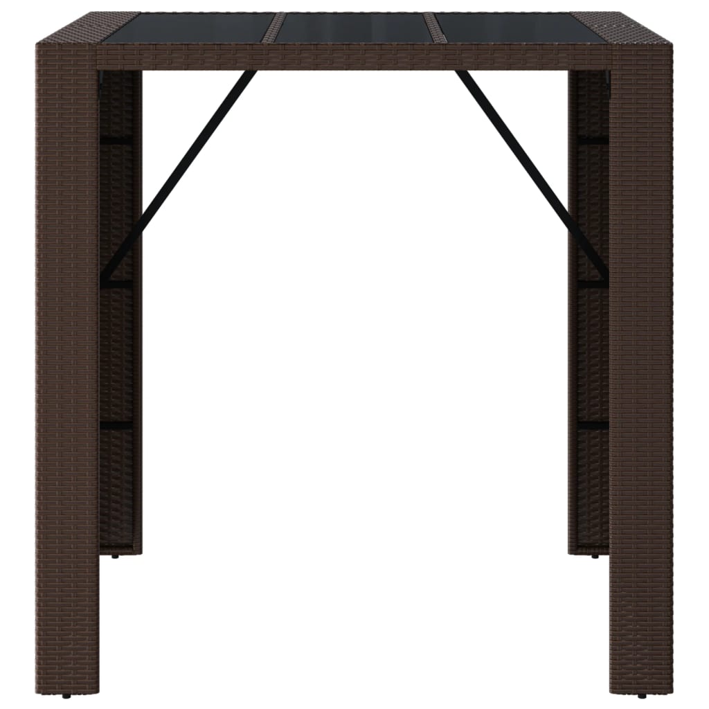 Barna polyrattan kerti asztal üveglappal 105 x 80 x 110 cm 3
