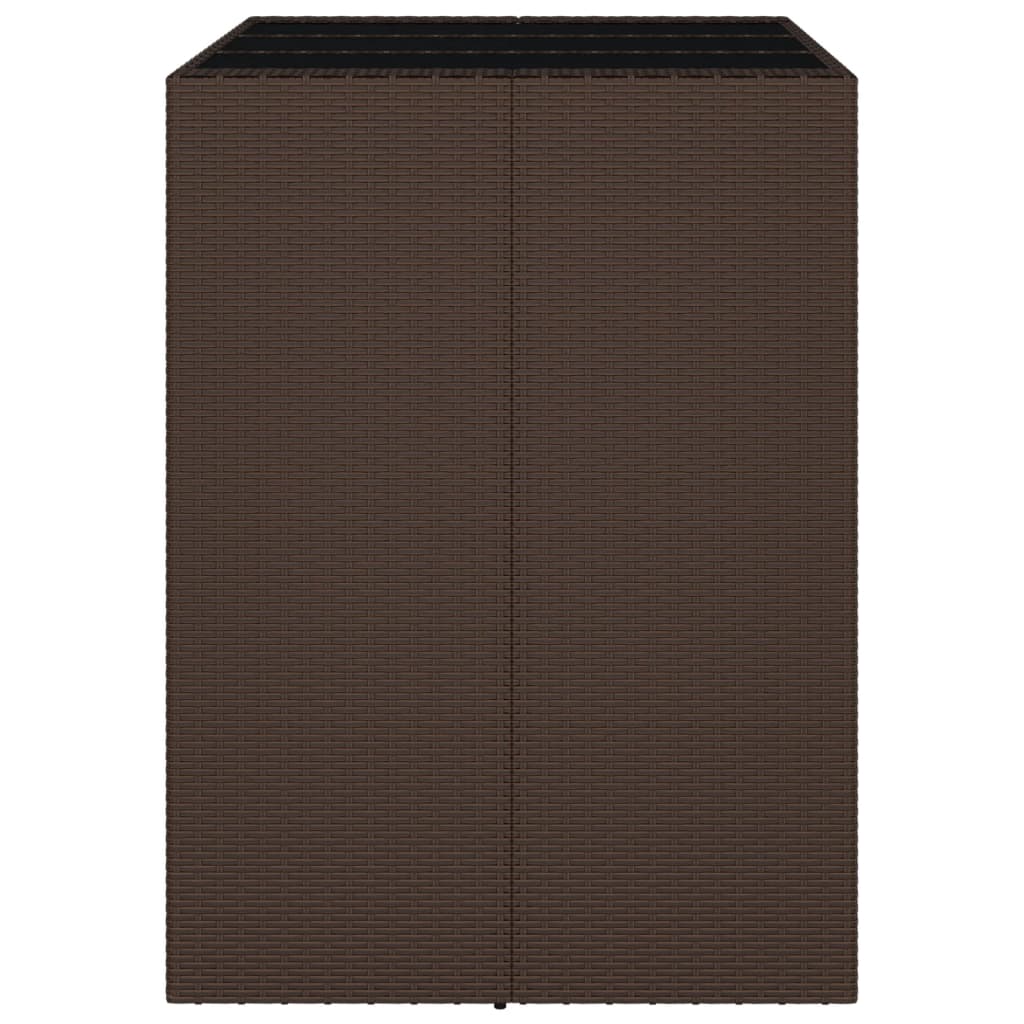 Barna polyrattan kerti asztal üveglappal 105 x 80 x 110 cm 4