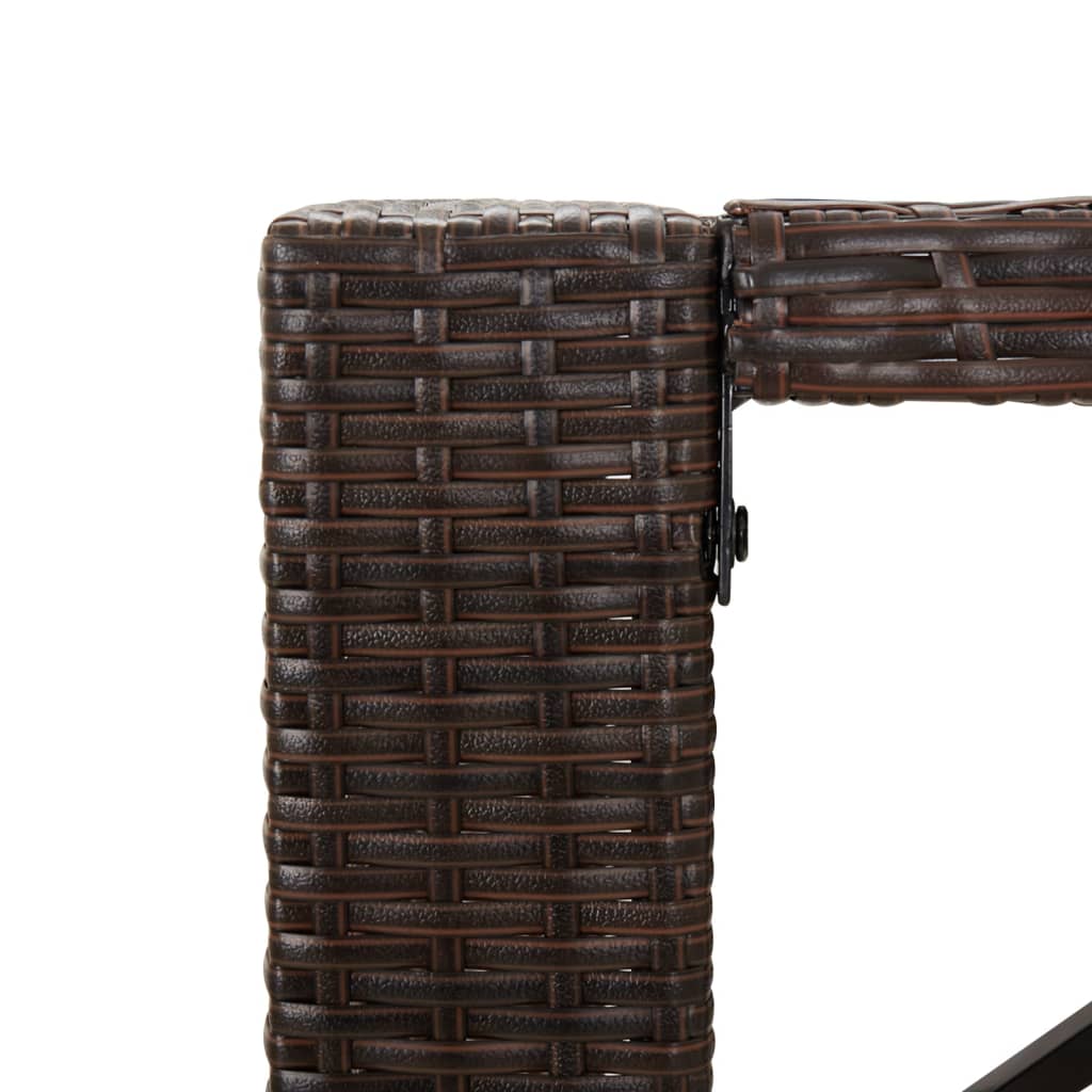 Barna polyrattan kerti asztal üveglappal 105 x 80 x 110 cm 5