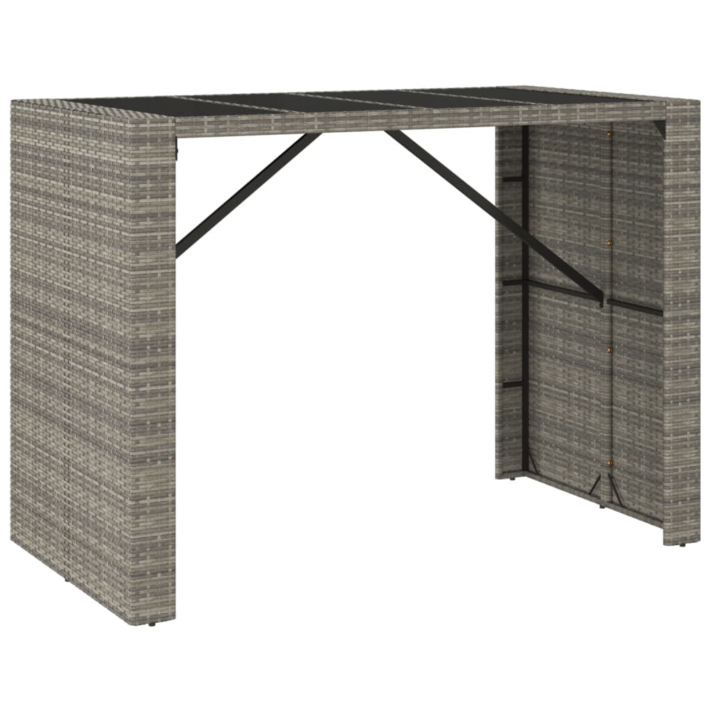 Szürke polyrattan üveglapos kerti asztal 145 x 80 x 110 cm 2