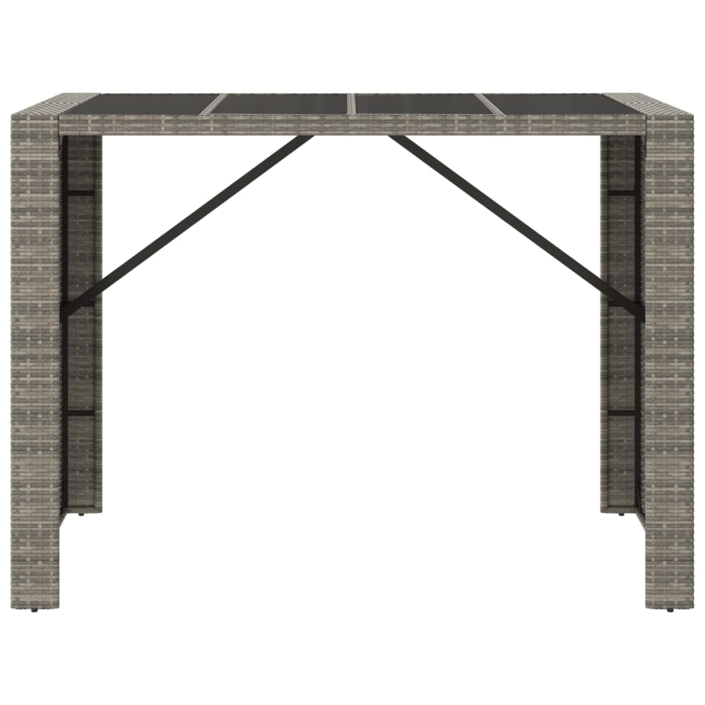 Szürke polyrattan üveglapos kerti asztal 145 x 80 x 110 cm 3