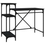 Fekete szerelt fa és vas íróasztal polcokkal 105x50x90 cm 2