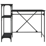 Fekete szerelt fa és vas íróasztal polcokkal 105x50x90 cm 5